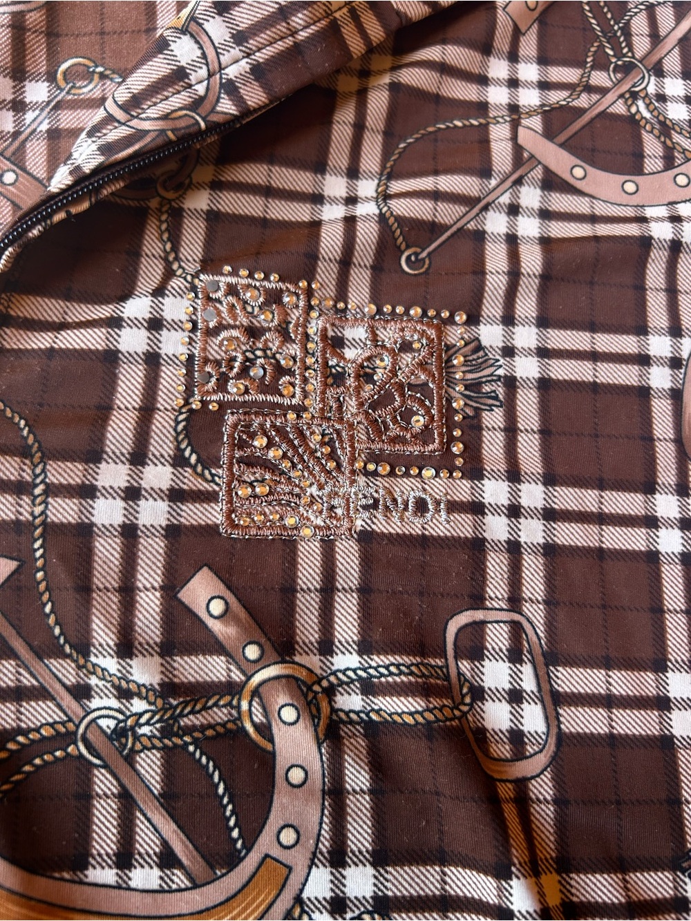 Embroidered Plaid Brown Women’s Top